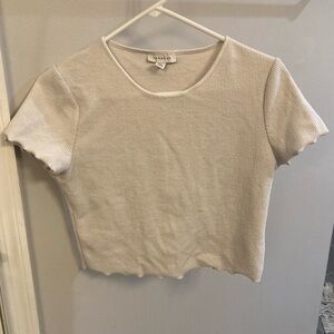 Top Shop White Crop Top Textured Balletcore Size 8 scalloped hem